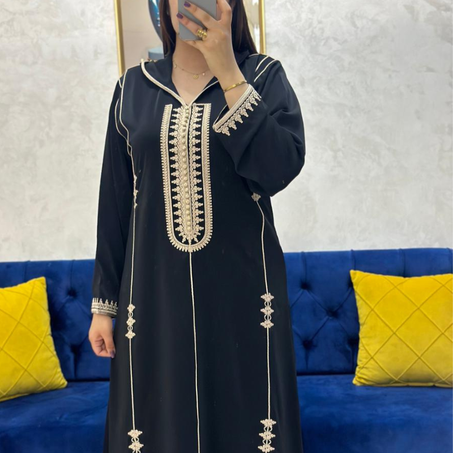 جلابة "بلمسة مغربية" 🇲🇦💫 | كريب فاخر وطرز راااقي 🧵