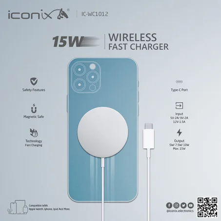 Iconix magsafe fast wireless charger ,power 15w