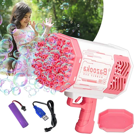 مسدس فقاعات ذو 69 فتحة مع أضواء ملونة | فقاعة