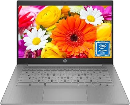 HP Laptop Chromebook HD de 14 pulgadas para estudiantes, Intel Quad-Core N4120 (> N4020), 4 GB de RAM, 64 GB eMMC, WiFi, cámara web, HDMI, USB-A y C, 14 horas de duración de la batería, ZOOM,