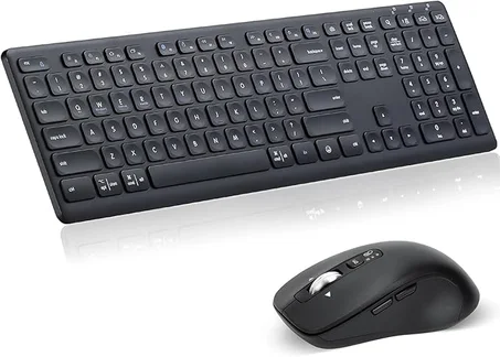 Combo de teclado y mouse inalámbrico, teclas de interruptor de tijera, receptor USB 2 en 1 y dos Bluetooth, diseño silencioso de múltiples dispositivos para computadora, laptop, MacBook y iPa