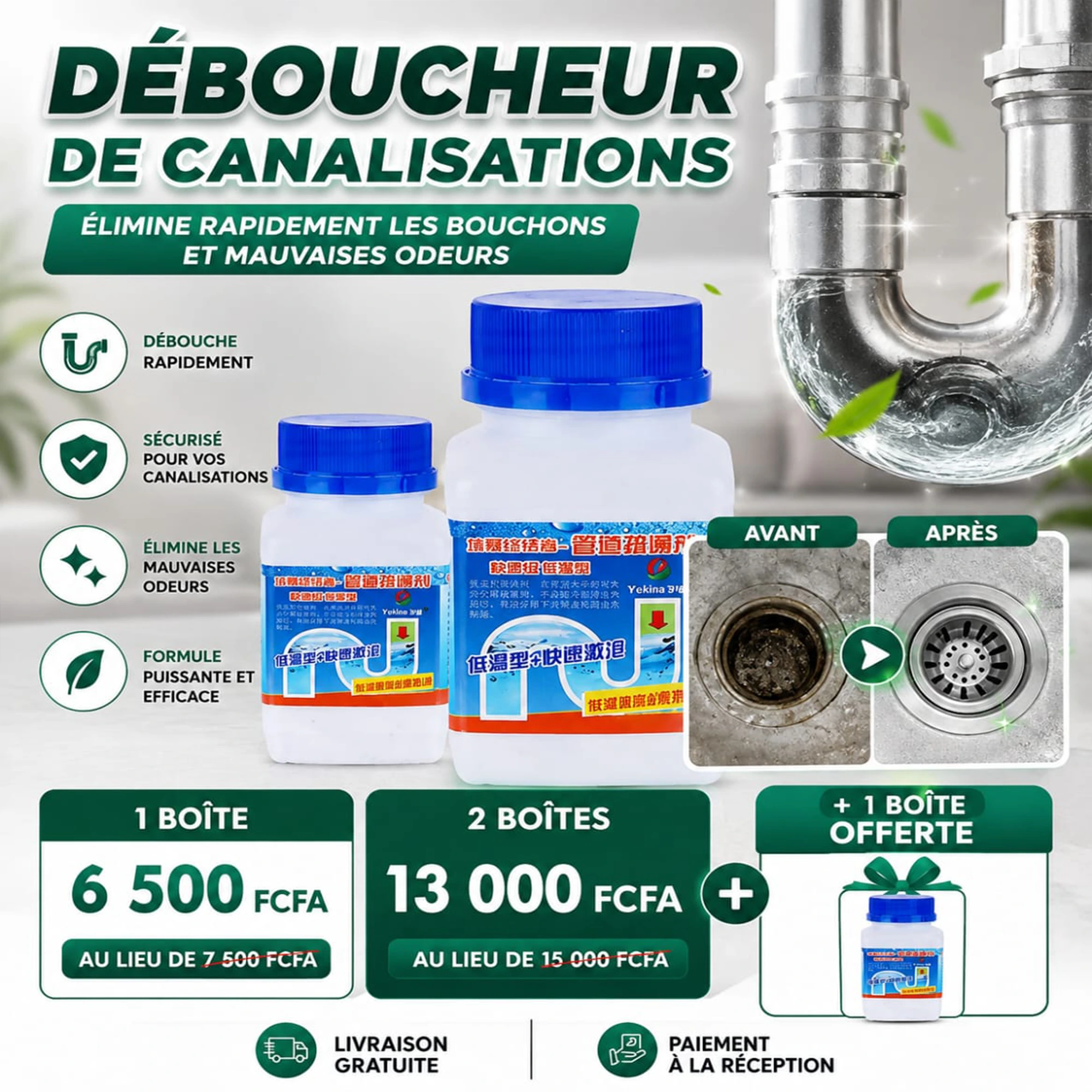 Déboucheur de canalisation ultra efficace (Achète 2 et la 3e est offerte)