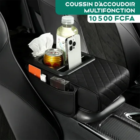 Organiseur Accoudoir Multifonction avec Porte-Gobelet(COULEUR NOIRE)