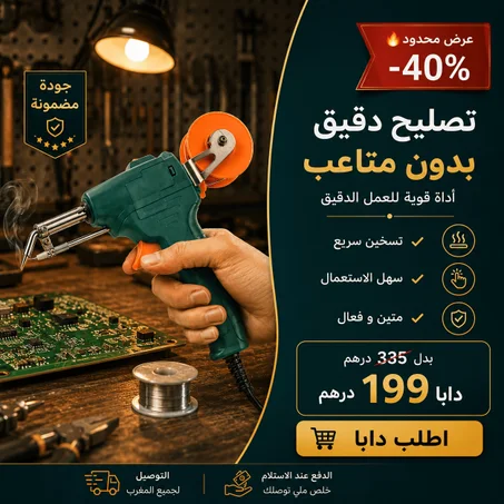 ⚡ مكواة اللحام الأوتوماتيكية بقوة 60W - تسخين سريع في دقيقة 🚀