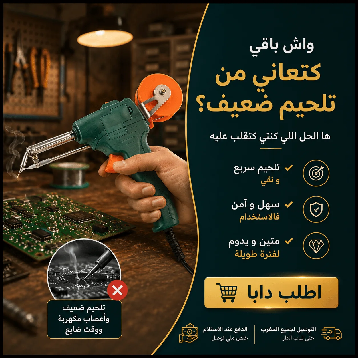 ⚡ مكواة اللحام الأوتوماتيكية بقوة 60W - تسخين سريع في دقيقة 🚀