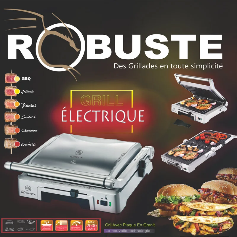 Robuste panineuse et plaque de grill GV2000