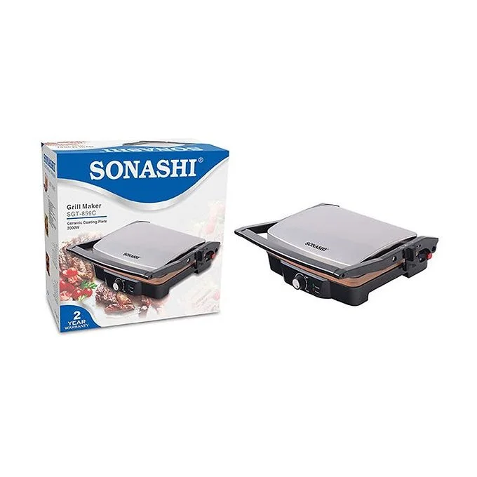 Sonashi Machine à sandwichs et grillades en Inox et Céramique 2000W - SGT-859 - inox Sonashi