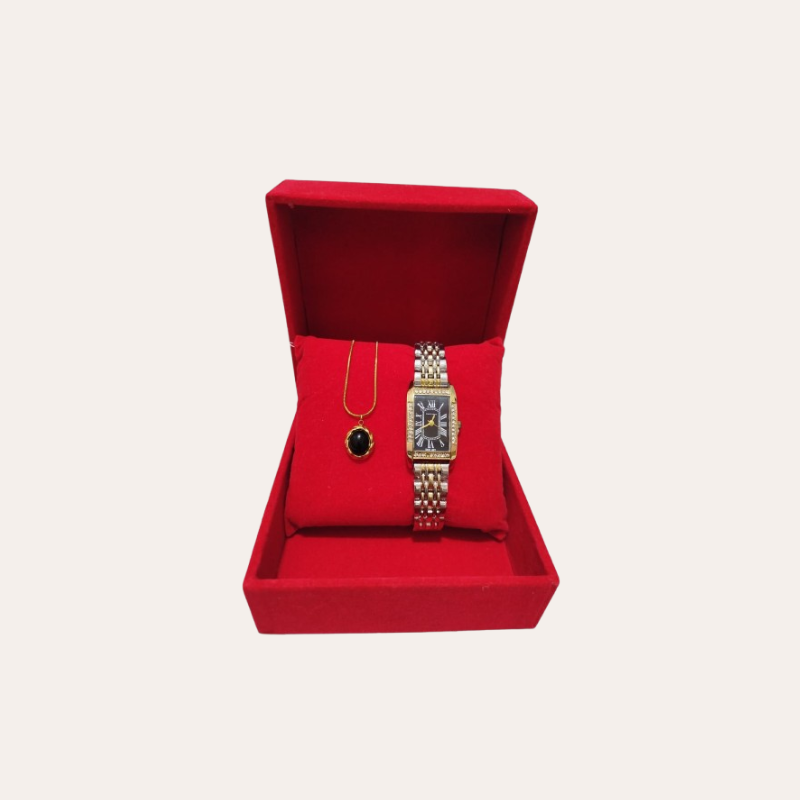 طقم ساعة وقلادة للنساء