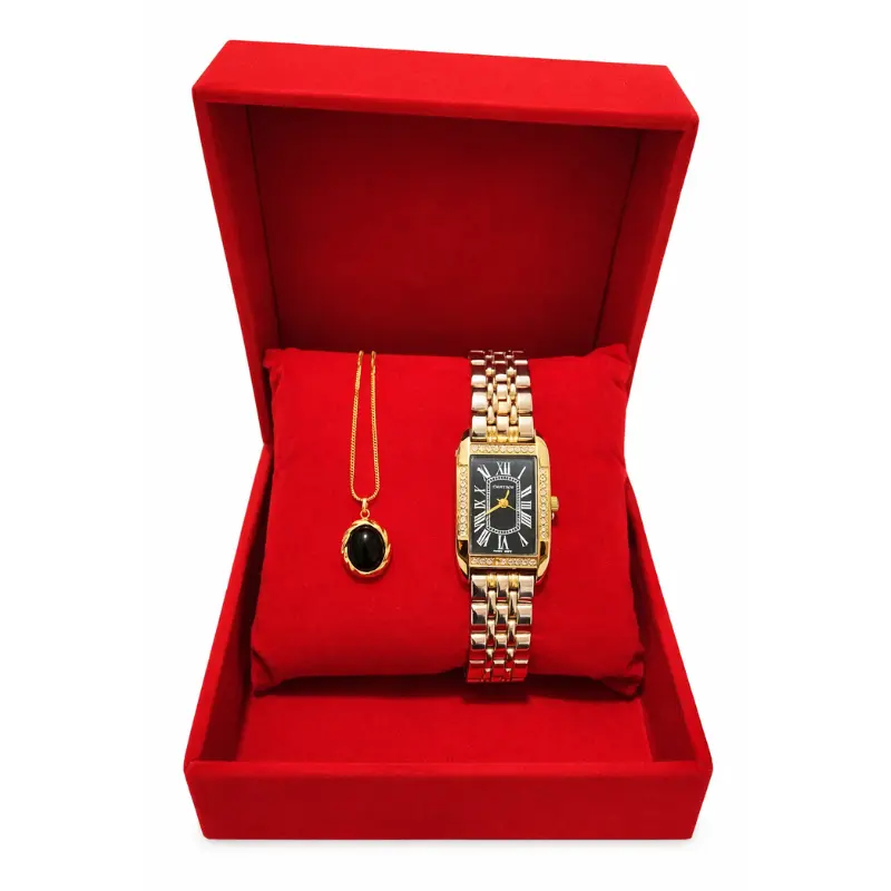 طقم ساعة وقلادة للنساء