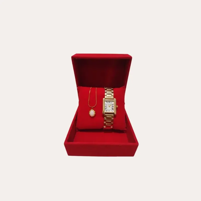 حزمة ساعة وسنسلة نسائية