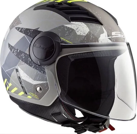 Casque LS2 Airflow L Camo Matt Titanium Yellow Long OF562