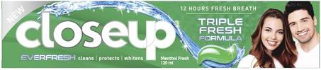 CLOSEUP TRIPLE FRESH FORMULA MENTHOL FRESH