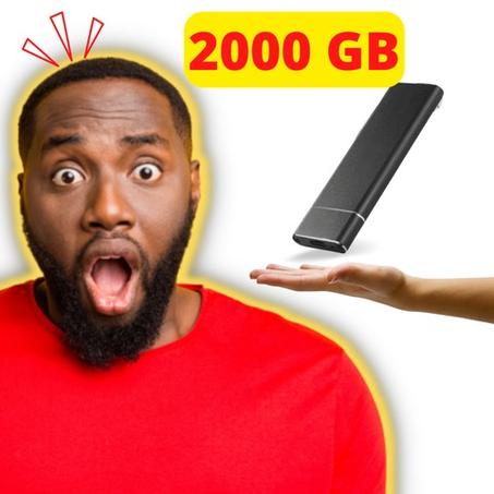 Disco rígido SSD externo ultra rápido de 2 TB = 2000 GB