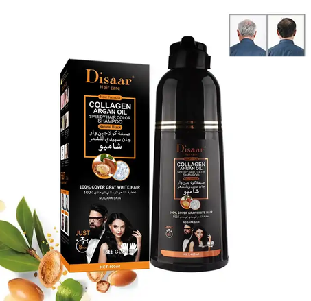 Shampoing Colorant Noir, Seulement 5 minutes de blanc deviennent des cheveux noirs