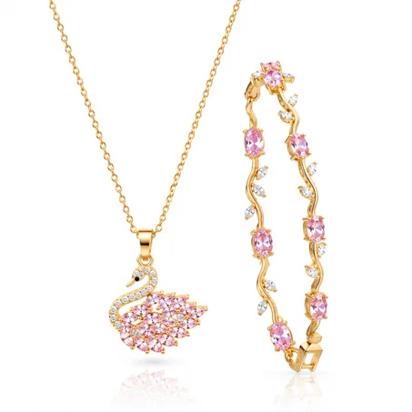 Parure Cygne Éternel – Collier & Bracelet Femme Élégant