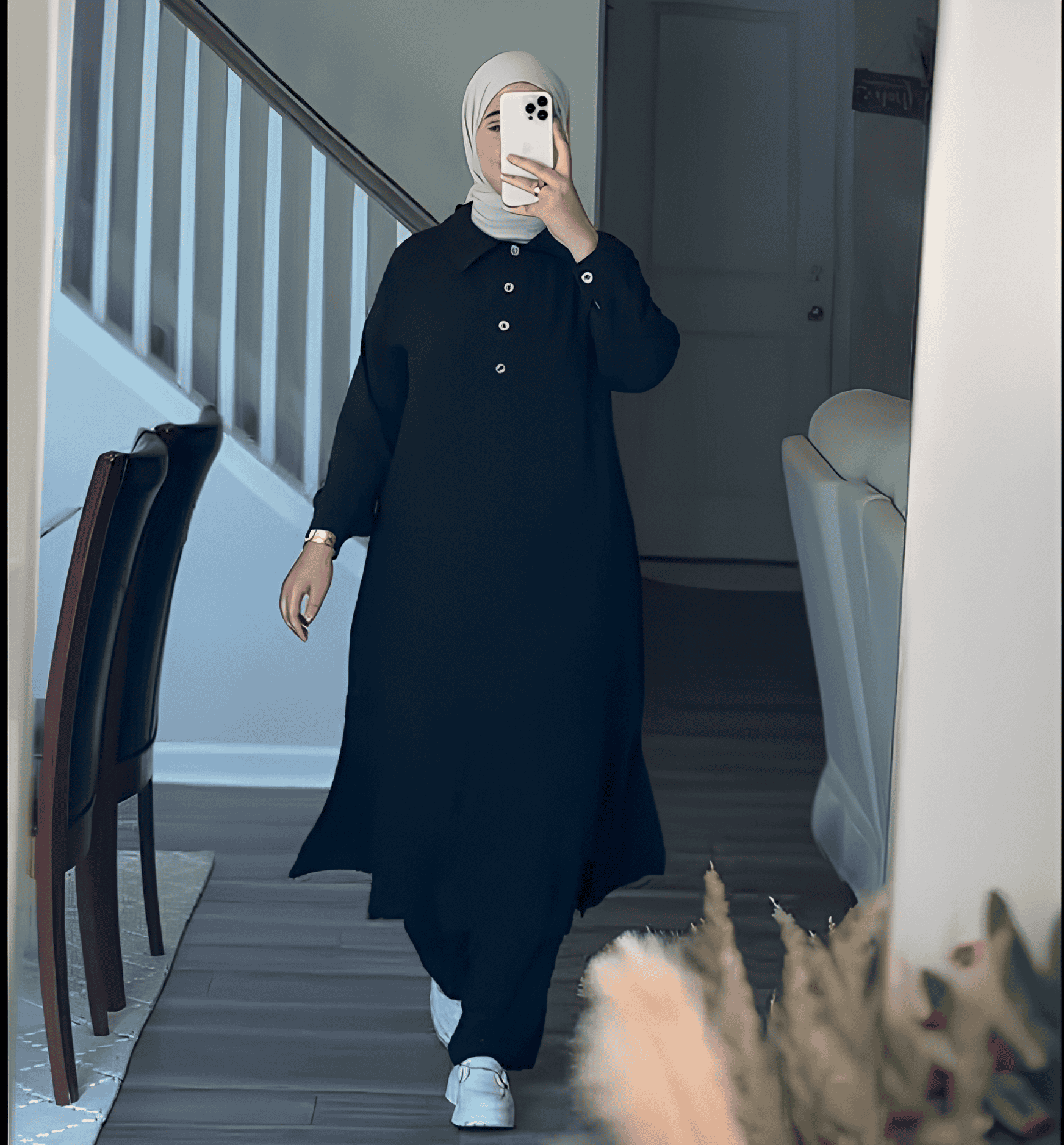 Ensemble Hijab L'elegance (liquette cole chemise+pantalon)