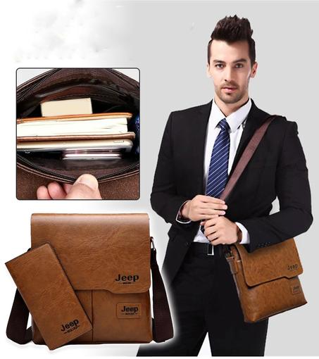 Sacoche en cuir PU (sac à bandoulière + portefeuille )