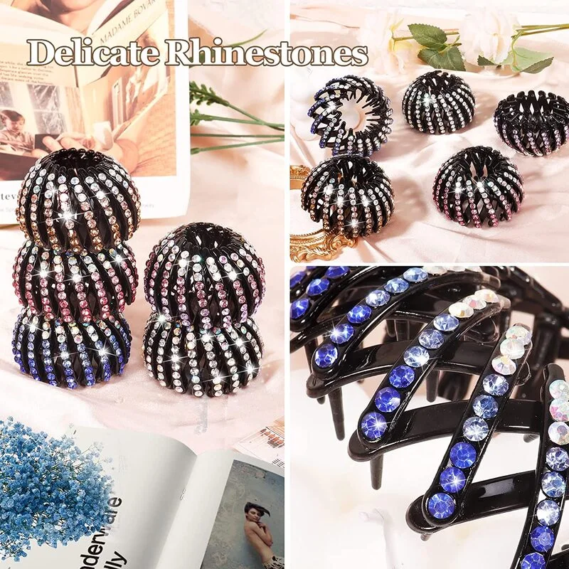 Hair Clamp Black Plastic Jeweled