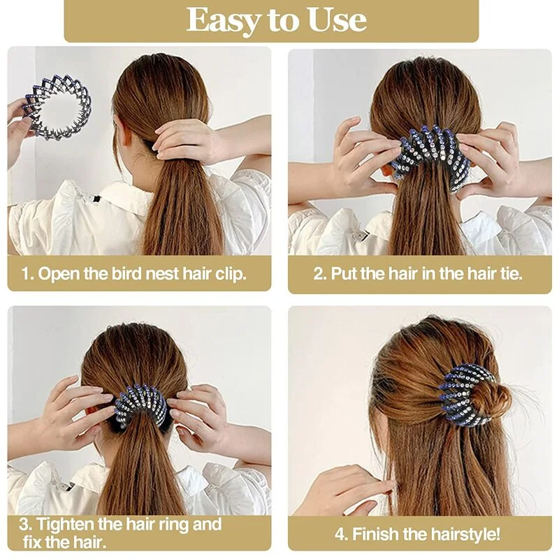Hair Clamp Black Plastic Jeweled