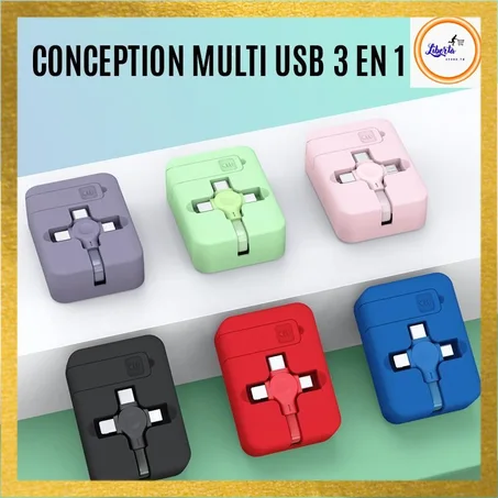 Chargeur 3 en 1 + Support Téléphone