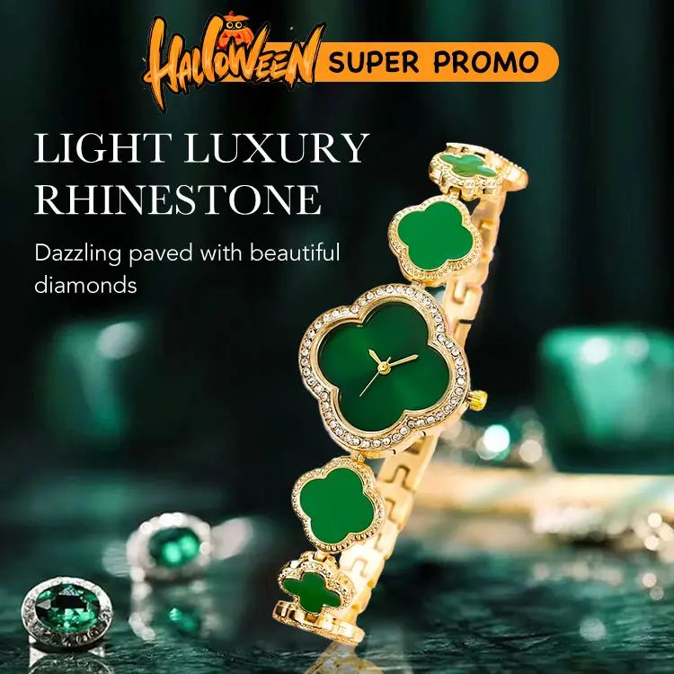 Trendy watch for women with four-leaf clover petals