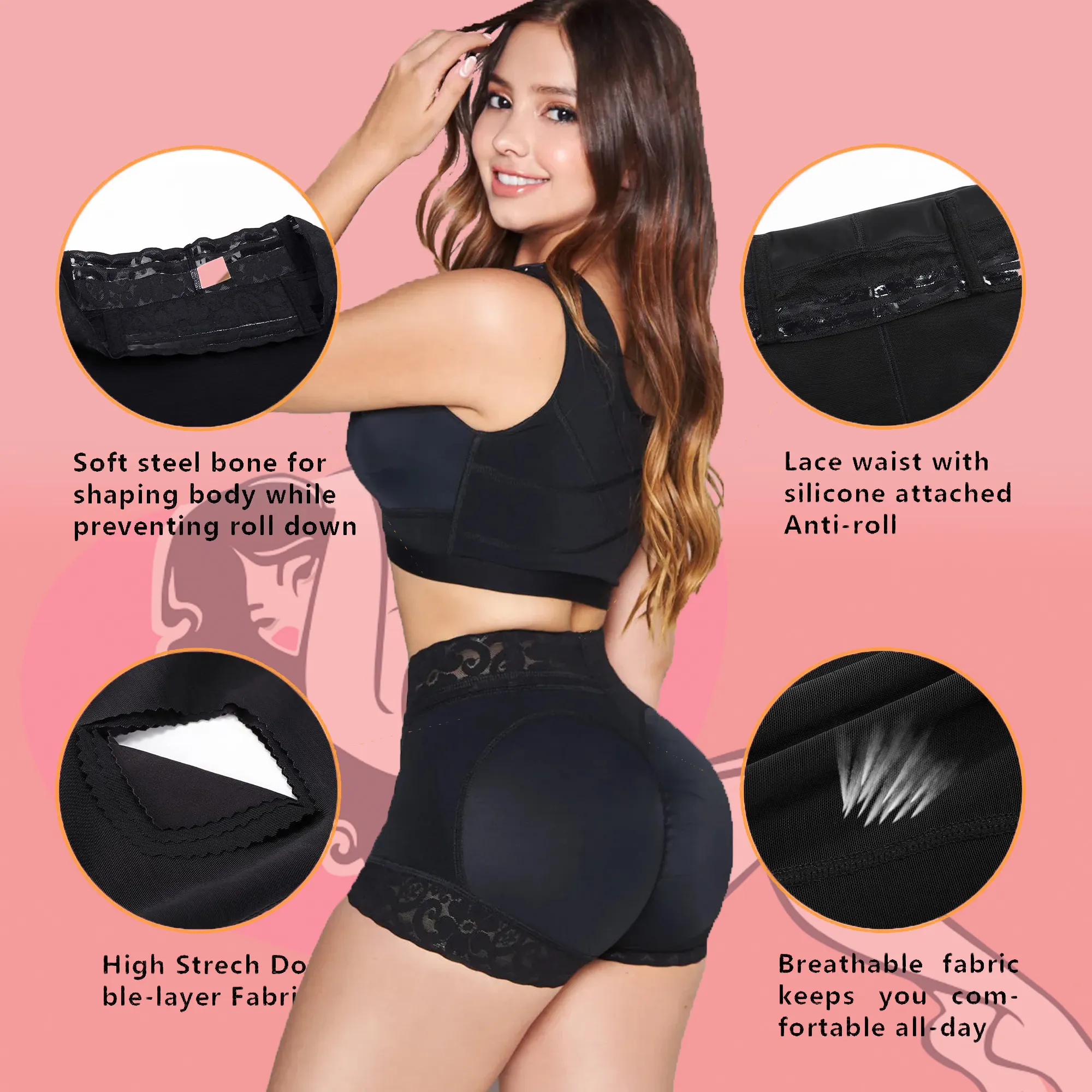 Lift And Shape Short + 2 Pads - Black - Buy One Get One FREE
