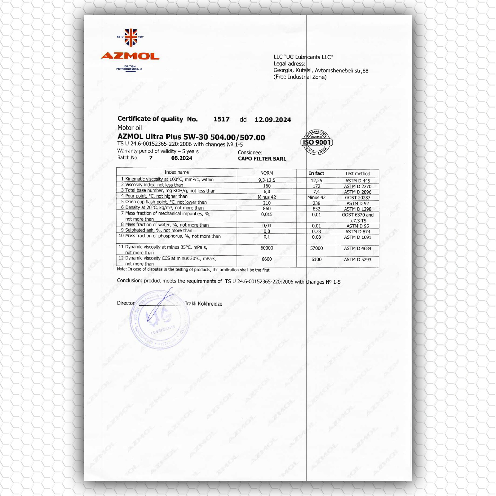Azmol Ultra Plus 5w30 - 5 Litres