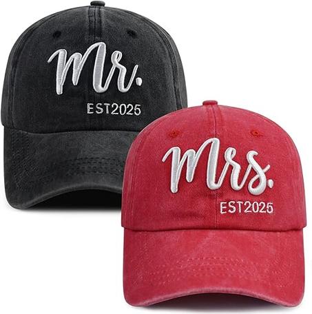 قطعتان من قبعات السيد والسيدة 2025 للرجال والنساء، قبعة بيسبول قطنية قابلة للتعديل مطرزة ثلاثية الابعاد للازواج، قبعة بيسبول