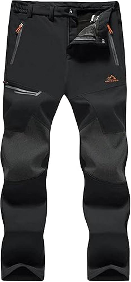 ماج كوزمين سروال شتوي للرجال مبطن بالصوف للتزلج على الجليد مقاوم للماء بـ 4 جيوب بسحاب للاستخدام الخارجي