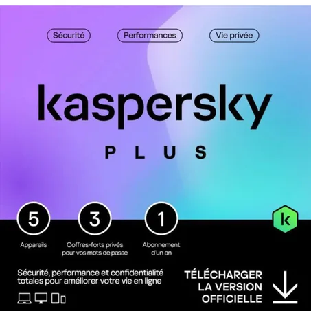 Kaspersky Plus (équivalent à Internet Security) - 5 Postes / 1 an (KL10428BEFS-SLIMMAG)