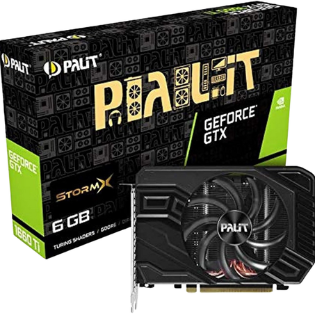 Palit GTX1660TI StormX 6GB NE6166T018J9-161F - Cartes Graphiques (6 Go, GDDR6, 192 bit, PCI Express x16 3.0, 1 Ventilateur(s))