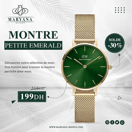 MONTRE PETITE EMERALD POUR FAMME