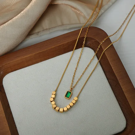 COLLIER "DOUBLE BRILLANT D'ÉMERAUDE"