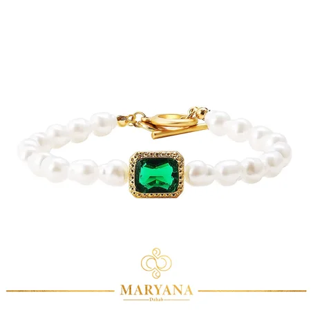 BRACELET DE PERLES BAROQUES AVEC PIERRE EMERAUDE