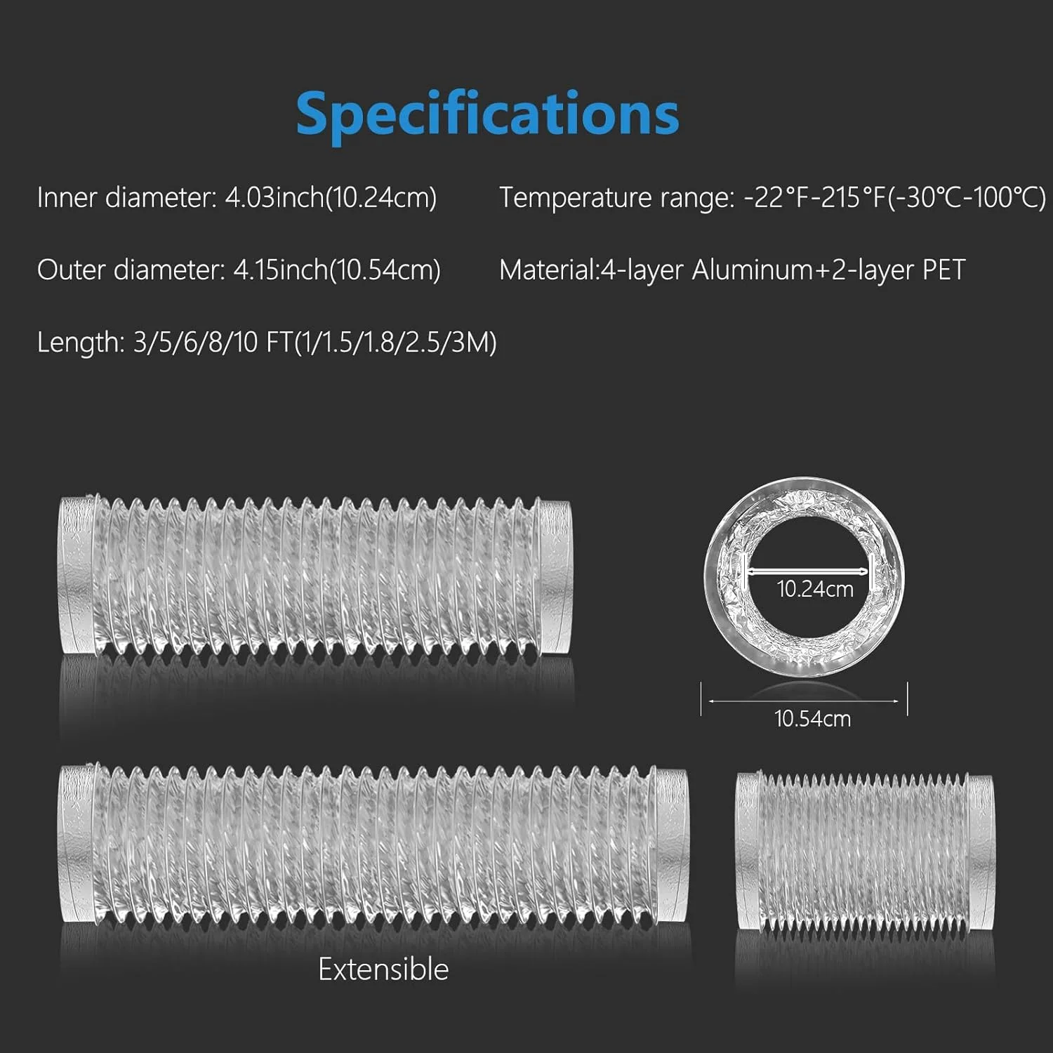 شفاط سحري Inline Fan Electric + انبوبة المونيوم لتركيب الشفاط ضمان 6 أشهر
