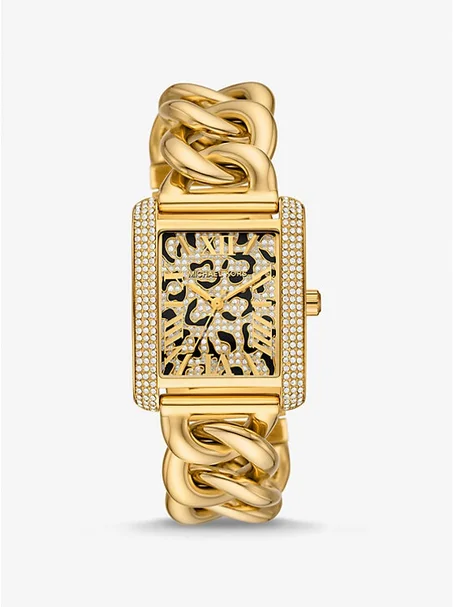 Michael Kors Mini Emery Animal Pave – Montre Analogique pour Femme