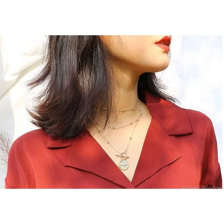 collier à plusieurs couches, pendentif en pierre de cristal, goutte d'eau, brillant, coquillage