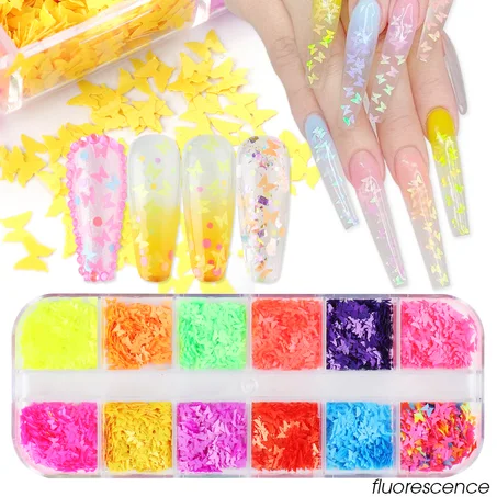 Poudre à ongles scintillante à effet miroir coloré, pigment fin chromé, 12 grilles (copy)