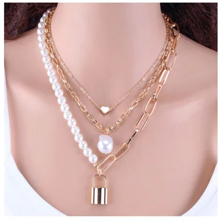 collier à plusieurs couches, pendentif en pierre de cristal, goutte d'eau, brillant,