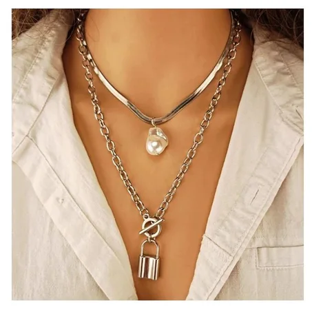 collier à plusieurs couches, pendentif en pierre de cristal, goutte d'eau, brillant, coquillage