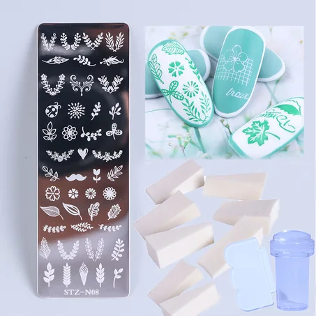 Ensemble de plaques de tampons pour nail art, motifs de fleurs, attrape-rêve, flocon de neige, géométrie, dentelle, vernis à ongles, outil de manucure