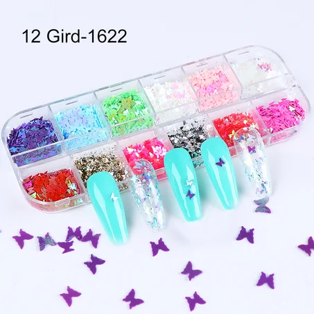 Poudre à ongles scintillante à effet miroir coloré, pigment fin chromé, 12 grilles (copy)