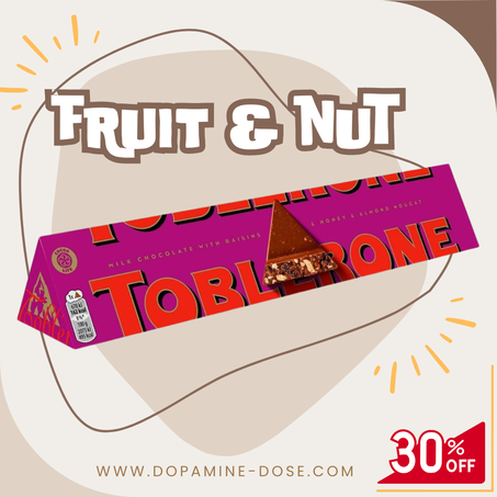 نادر - توبليرون فواكه ومكسرات كبير (100غرام) - (Rare!) TOBLERONE Fruit & Nut Large (100g)
