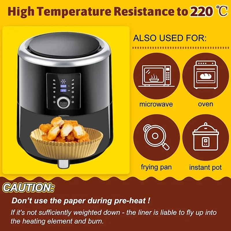 100 Doublure en Papier Jetable pour Friteuse à Air