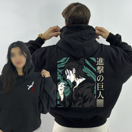 EREN YEAGER Premium Hoodie Oversized (Print Avant et Arriere )