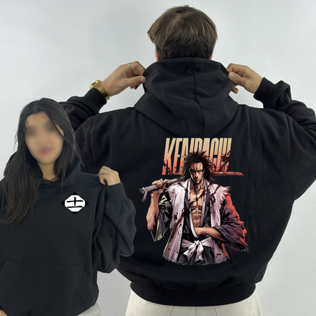 Zaraki Kenpachi 2 Premium Hoodie Oversized (Print Avant et Arriere )
