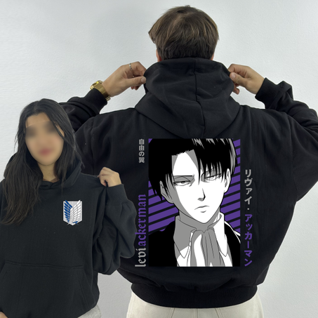 LEVI ACKERMAN Premium Hoodie Oversized (Print Avant et Arriere )