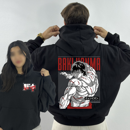 Baki Premium Hoodie Oversized (Print Avant et Arriere )