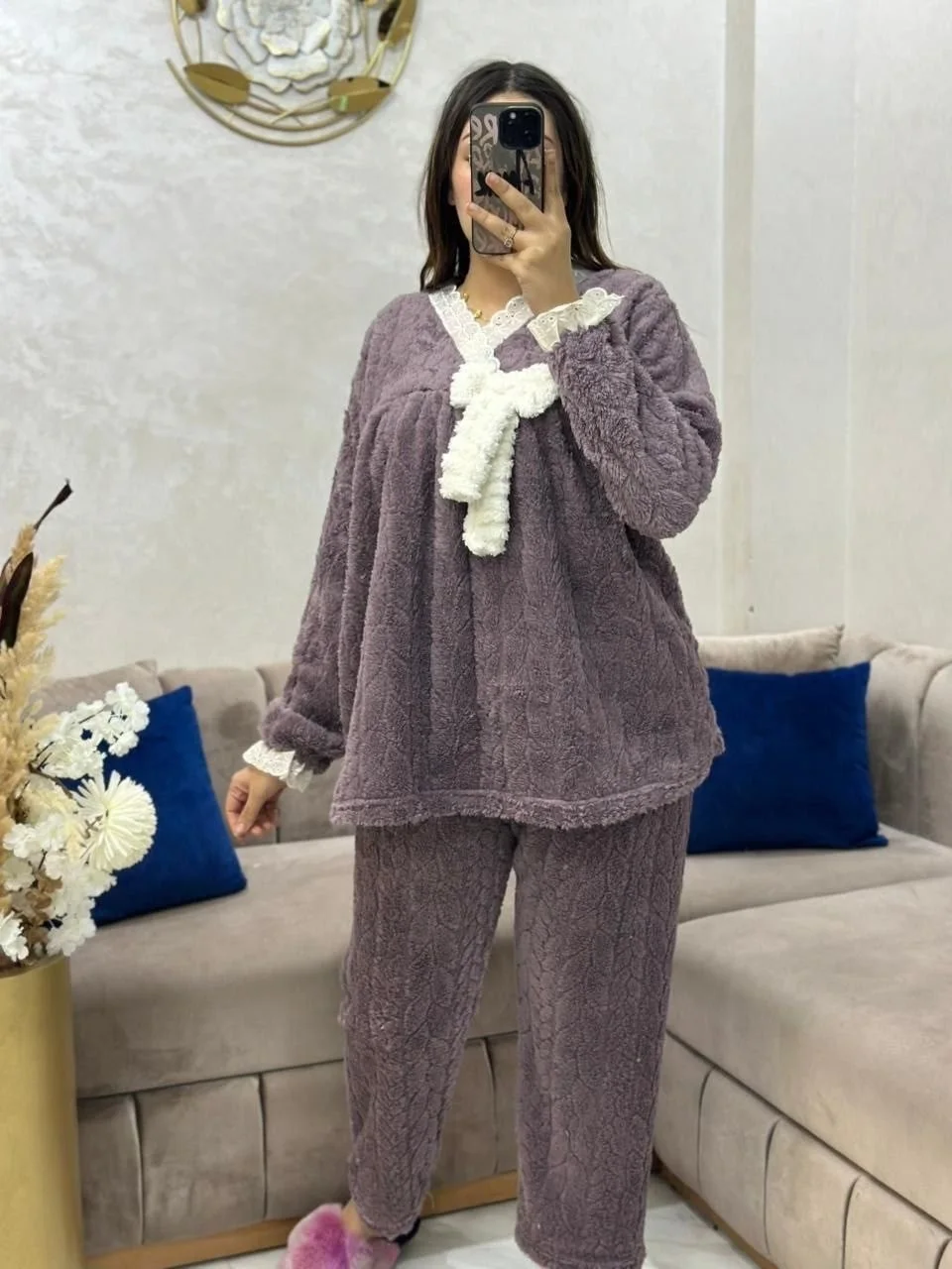 Ensemble 2 pièces en tissu caniche ultra-doux.