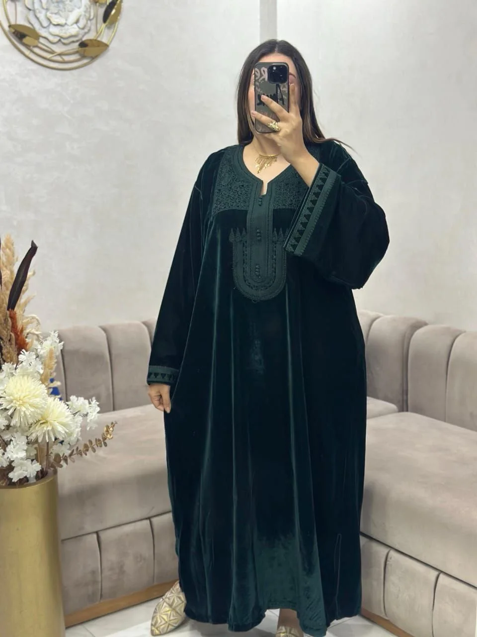 Caftan brodé manches – Élégance & confort au quotidien